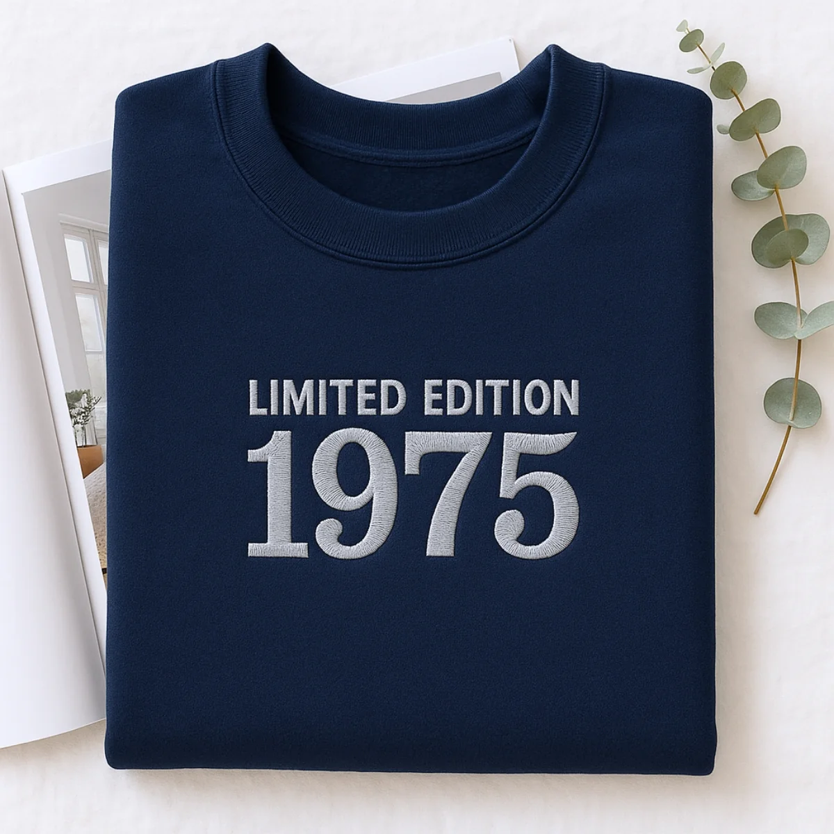 1975 Limited Edition Birthday Sweatshirt - 50th Birthday Gift Custom Embroidered - Perfect Dad Mom - Image 2