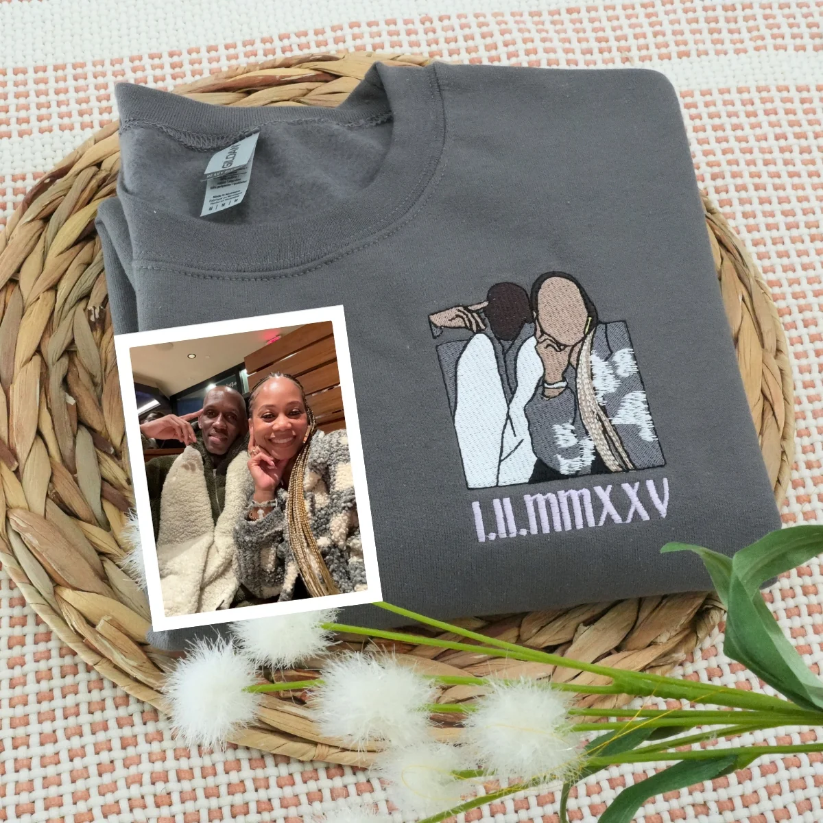 Anniversary Couple Hoodies - Custom Photo Embroidered Matching Sweatshirts - Romantic Relationship Gift - Image 4