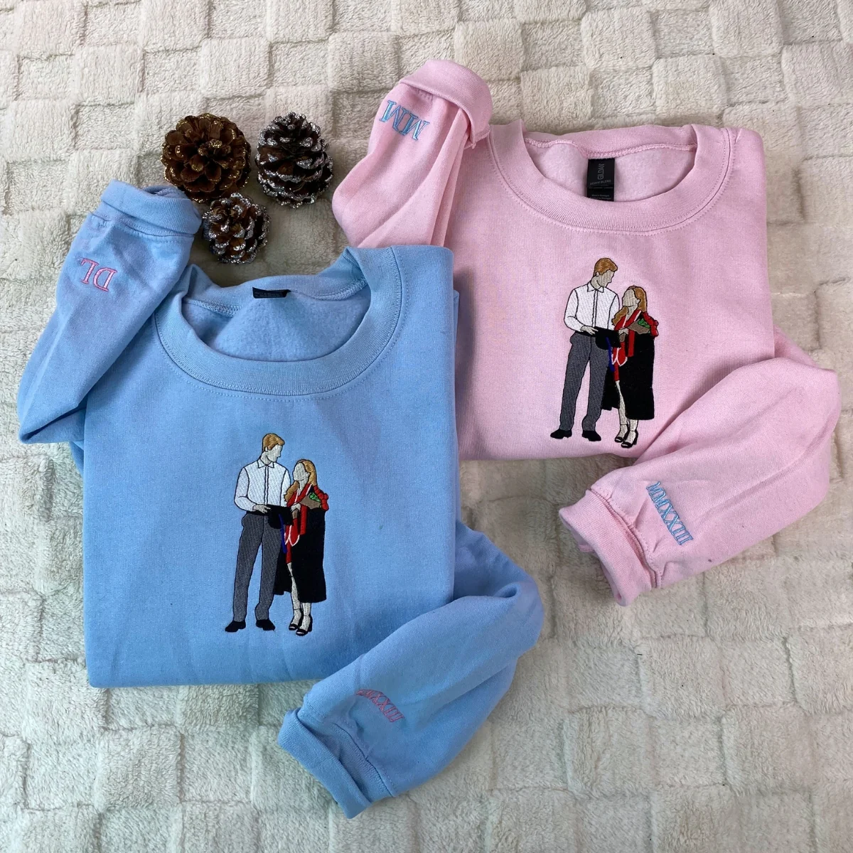 Anniversary Couple Hoodies - Custom Photo Embroidered Matching Sweatshirts - Romantic Relationship Gift - Image 8