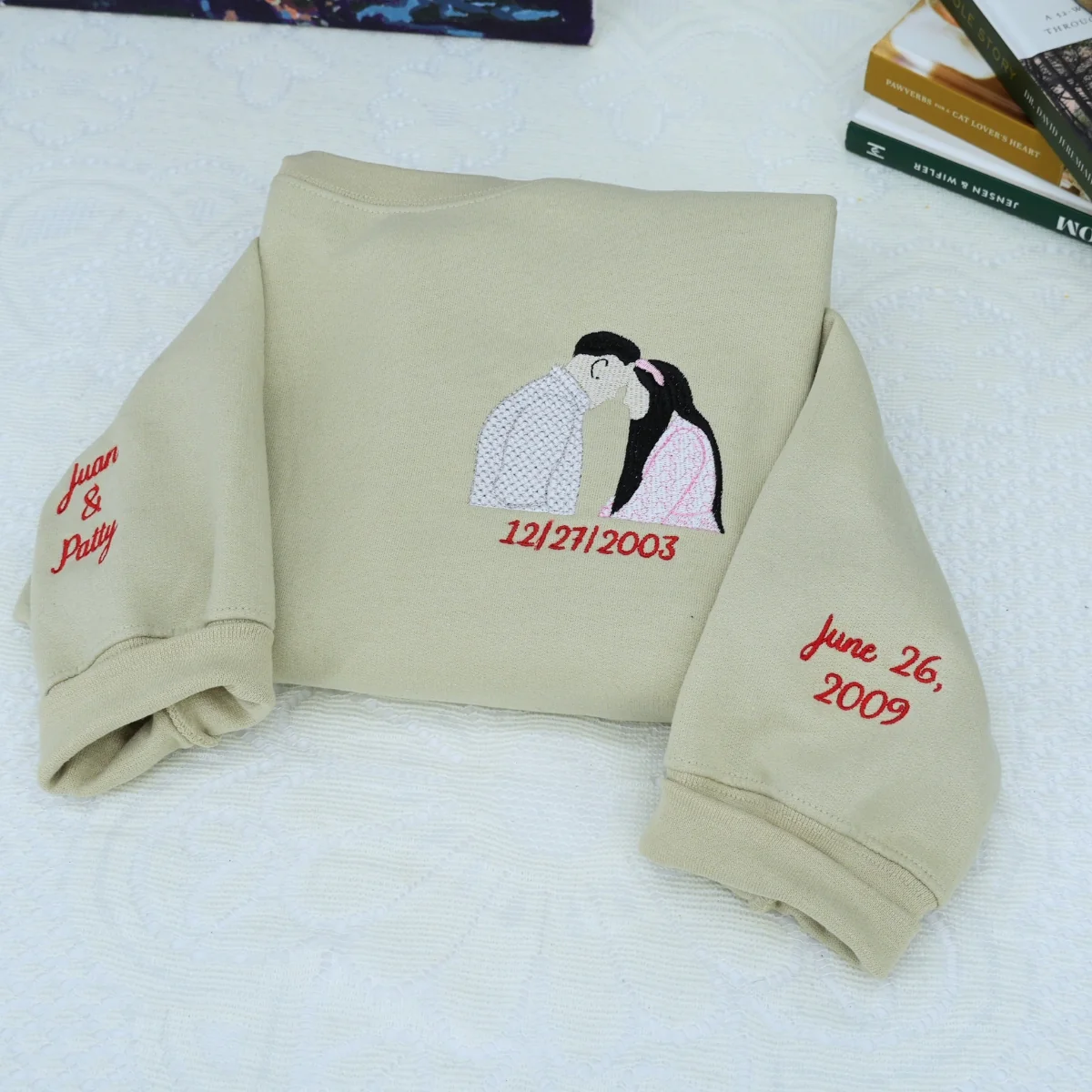 Anniversary Custom Picture Hoodies - Milestone Embroidered Photo Couples Sweatshirts Gift - Image 8