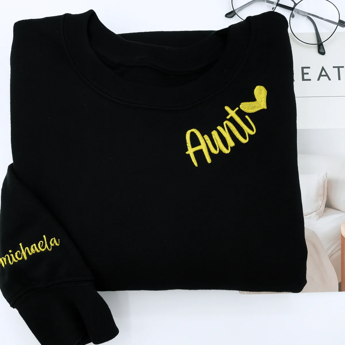 Aunt Custom Hoodies - Personalized Auntie Embroidered Sweatshirts - Perfect Aunt Gift - Image 3