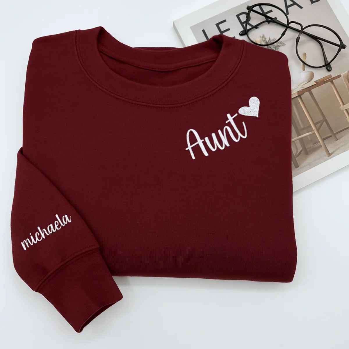 Aunt Custom Hoodies - Personalized Auntie Embroidered Sweatshirts - Perfect Aunt Gift - Image 4
