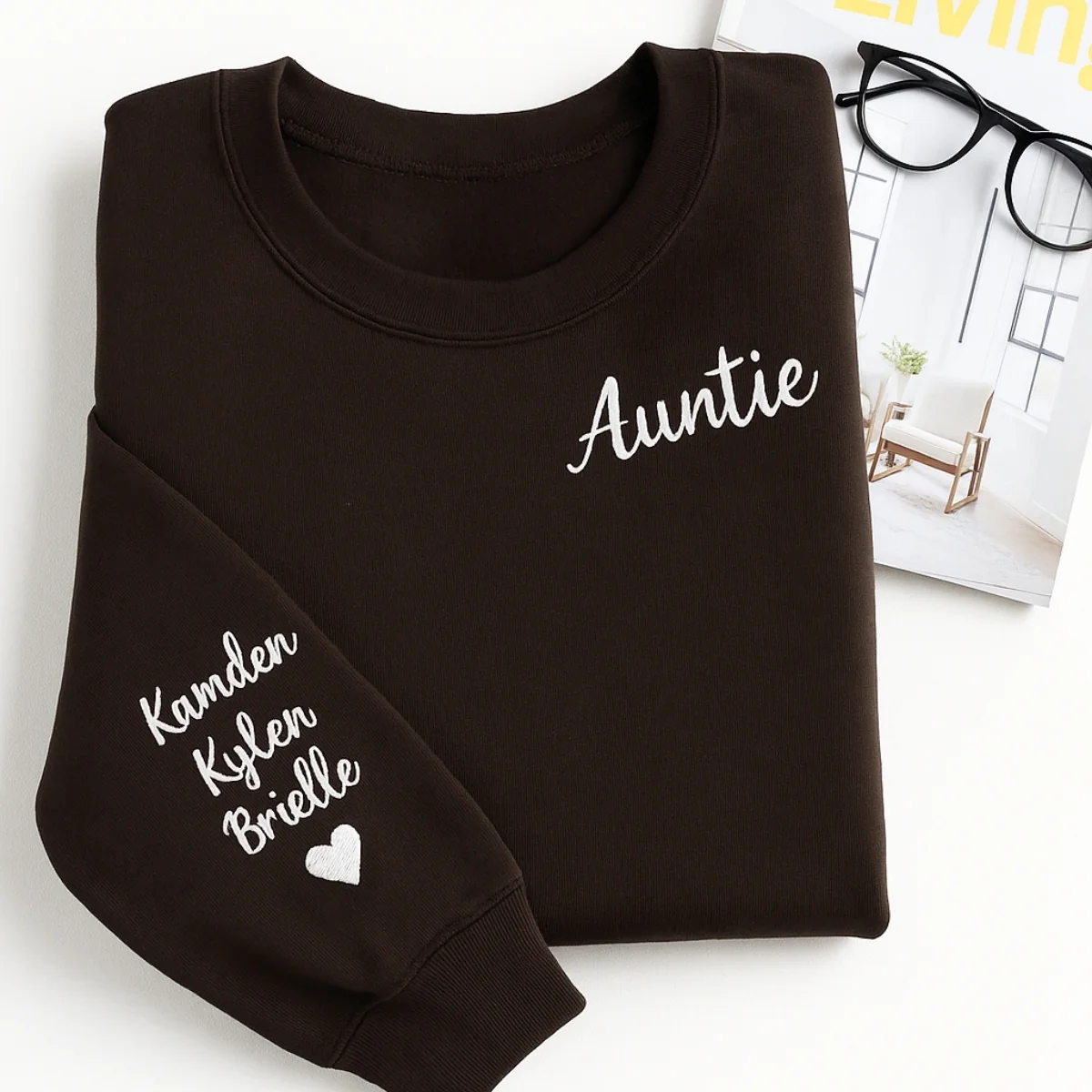 Auntie Custom Hoodies - Multiple Names Embroidered Sweatshirts - Perfect Multi-Kid Aunt Gift - Image 3