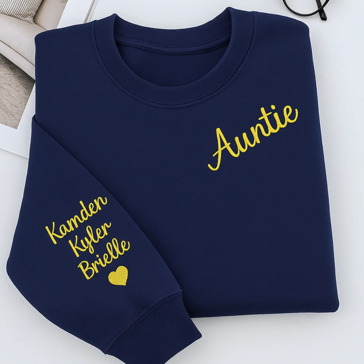 Auntie Custom Hoodies - Multiple Names Embroidered Sweatshirts - Perfect Multi-Kid Aunt Gift - Image 6