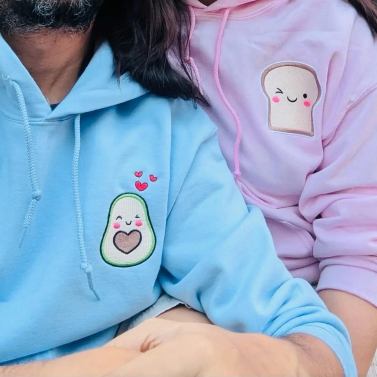 Custom Avocado Toast Matching Embroidered Hoodies for Couples - Image 2