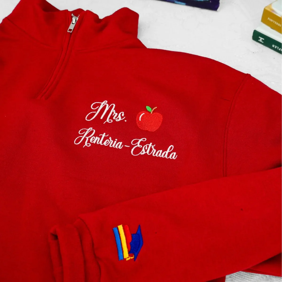 Back to School Teacher Sweatshirt - Custom Mrs Miss Name Embroidered Quarter Zip - Personalized Educator Gift - Image 5