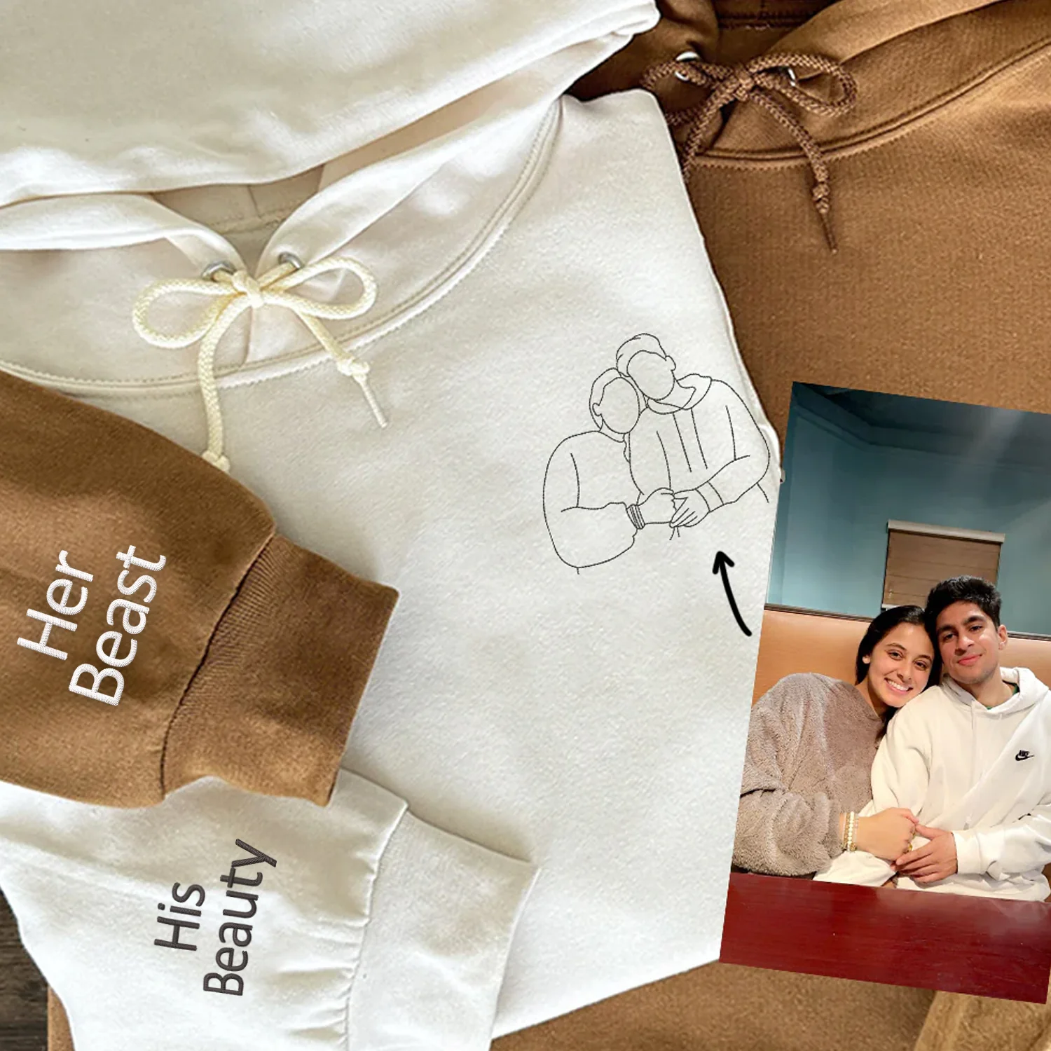 Embroidered Beauty and The Beast Custom Hoodies or Sweatshirts from Your Photo - Image 3