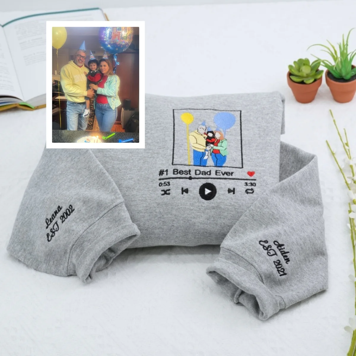 Best Dad Ever Custom Hoodies - Music Player Embroidered Father's Day Gift Sweatshirt - Image 6