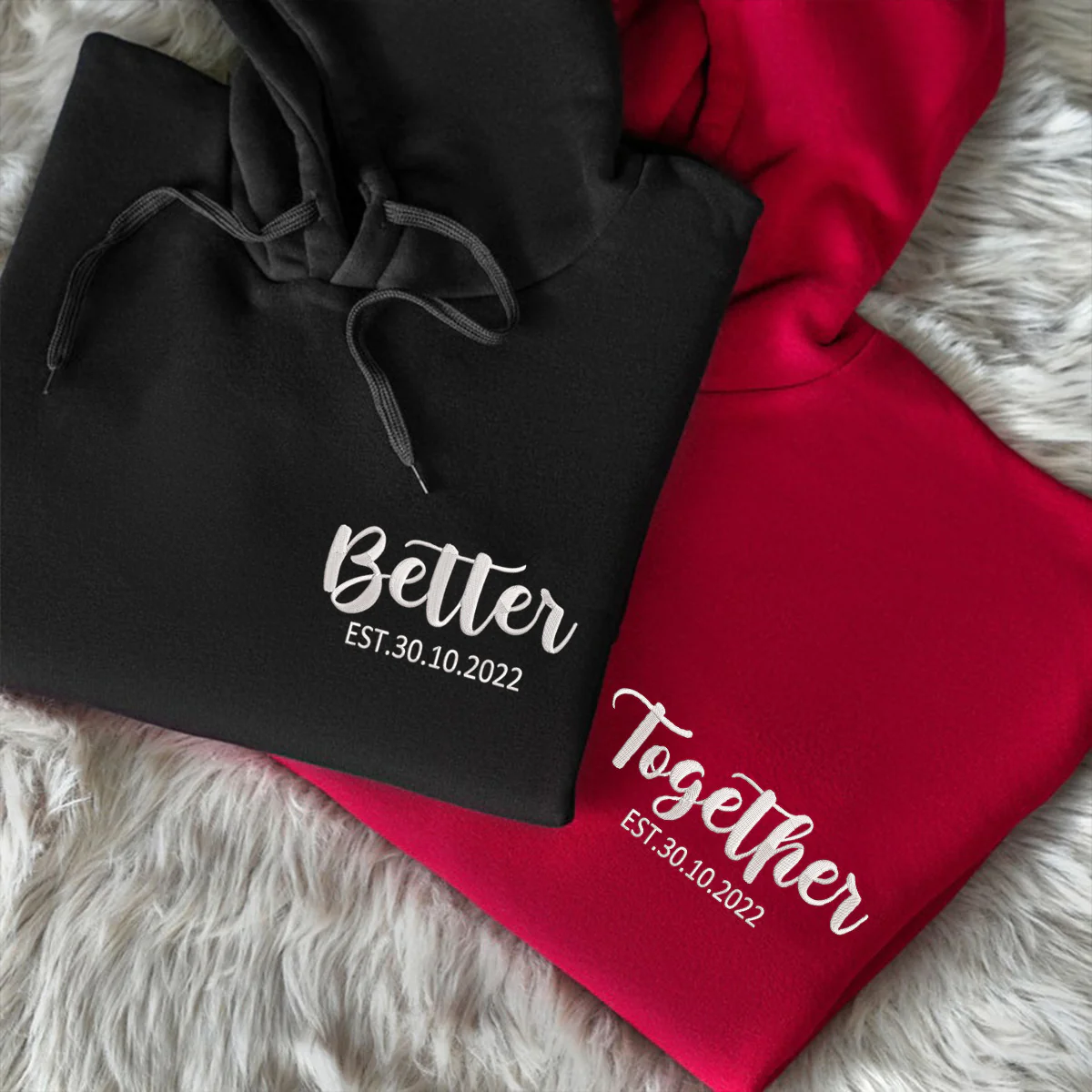 Custom Better Together Matching Embroidered Couple's Hoodies - Image 2