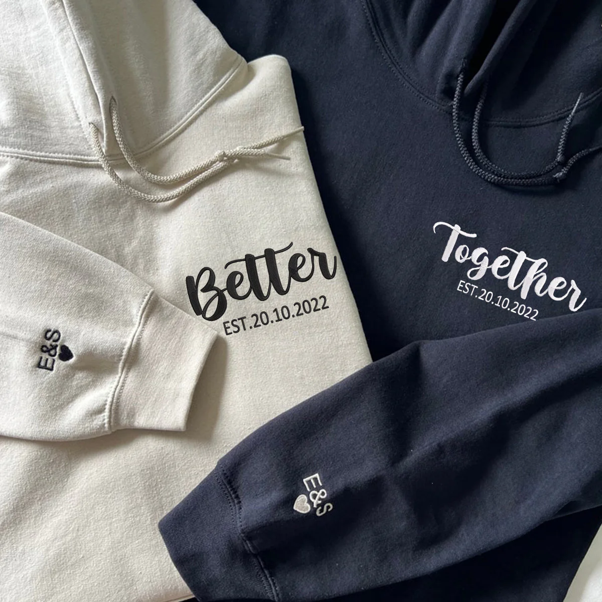 Custom Better Together Matching Embroidered Couple's Hoodies - Image 3