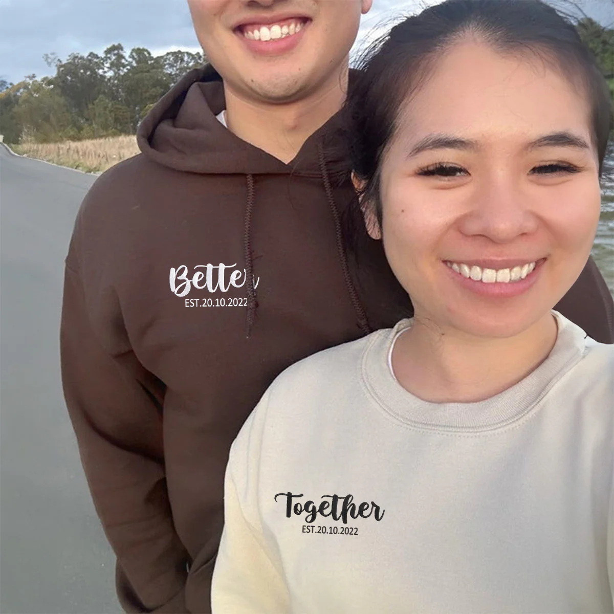 Custom Better Together Matching Embroidered Couple's Hoodies - Image 5
