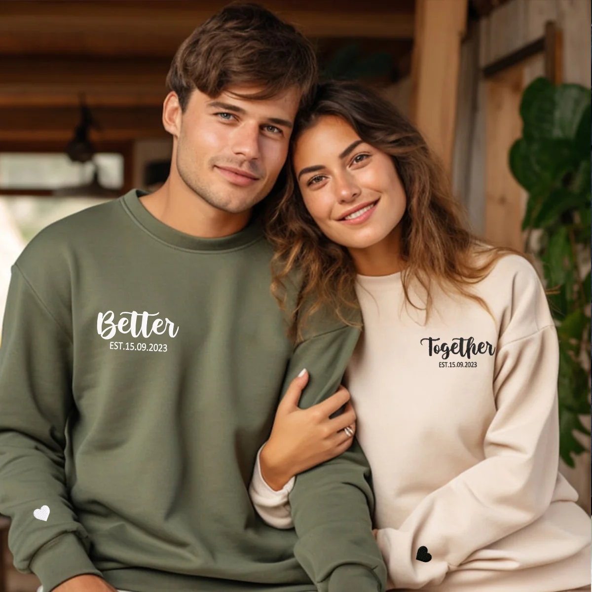 Custom Better Together Matching Embroidered Couple's Hoodies - Image 6