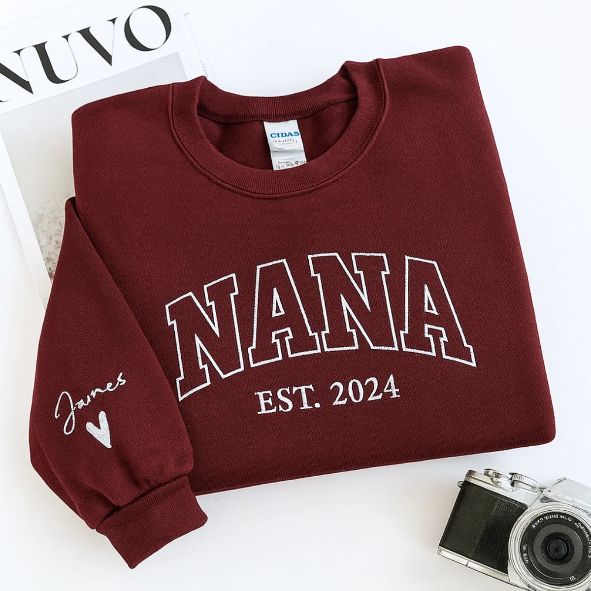 Birthday Nana Hoodie - Varsity Style Grandma Embroidered Gift - Custom Grandmother Sweatshirt - Image 3