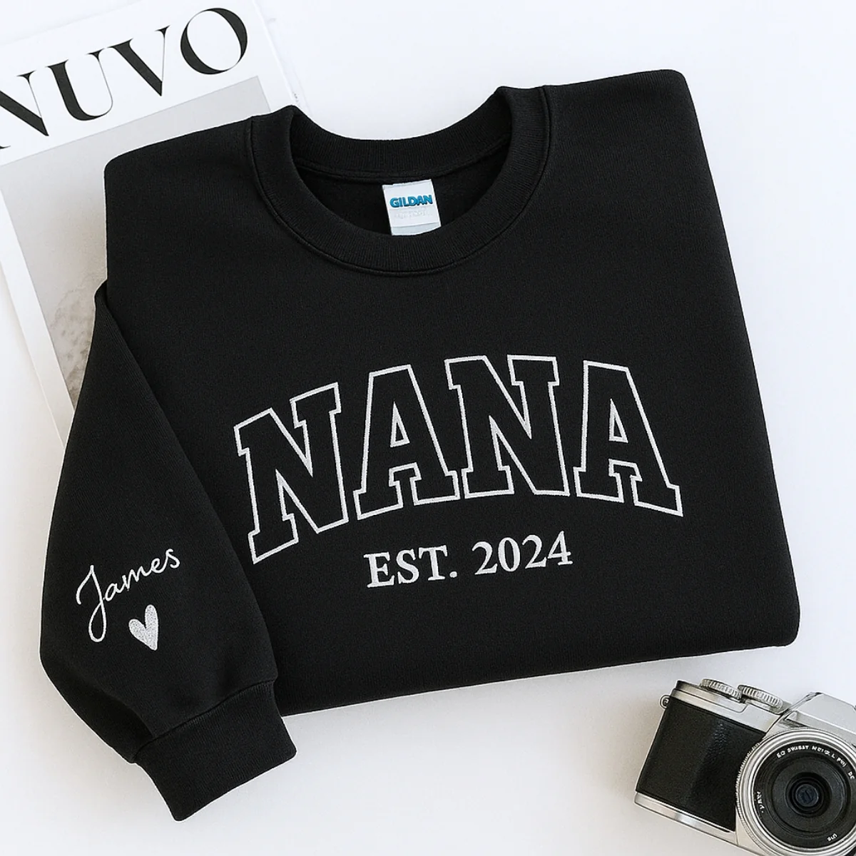 Birthday Nana Hoodie - Varsity Style Grandma Embroidered Gift - Custom Grandmother Sweatshirt - Image 4