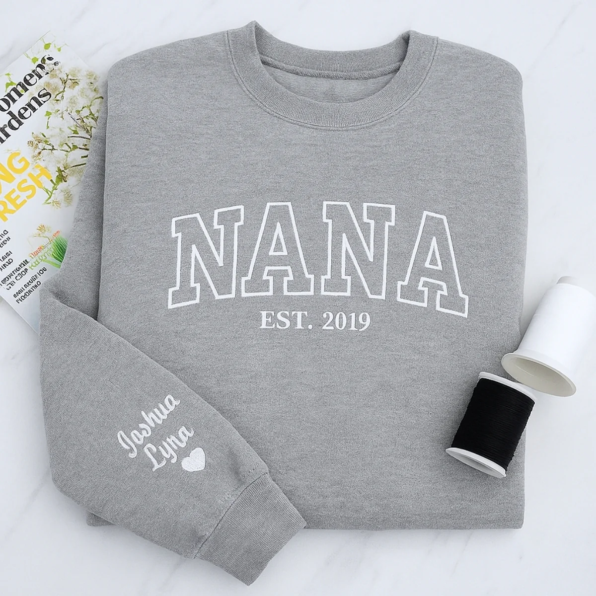 Birthday Nana Hoodie - Varsity Style Grandma Embroidered Gift - Custom Grandmother Sweatshirt - Image 6