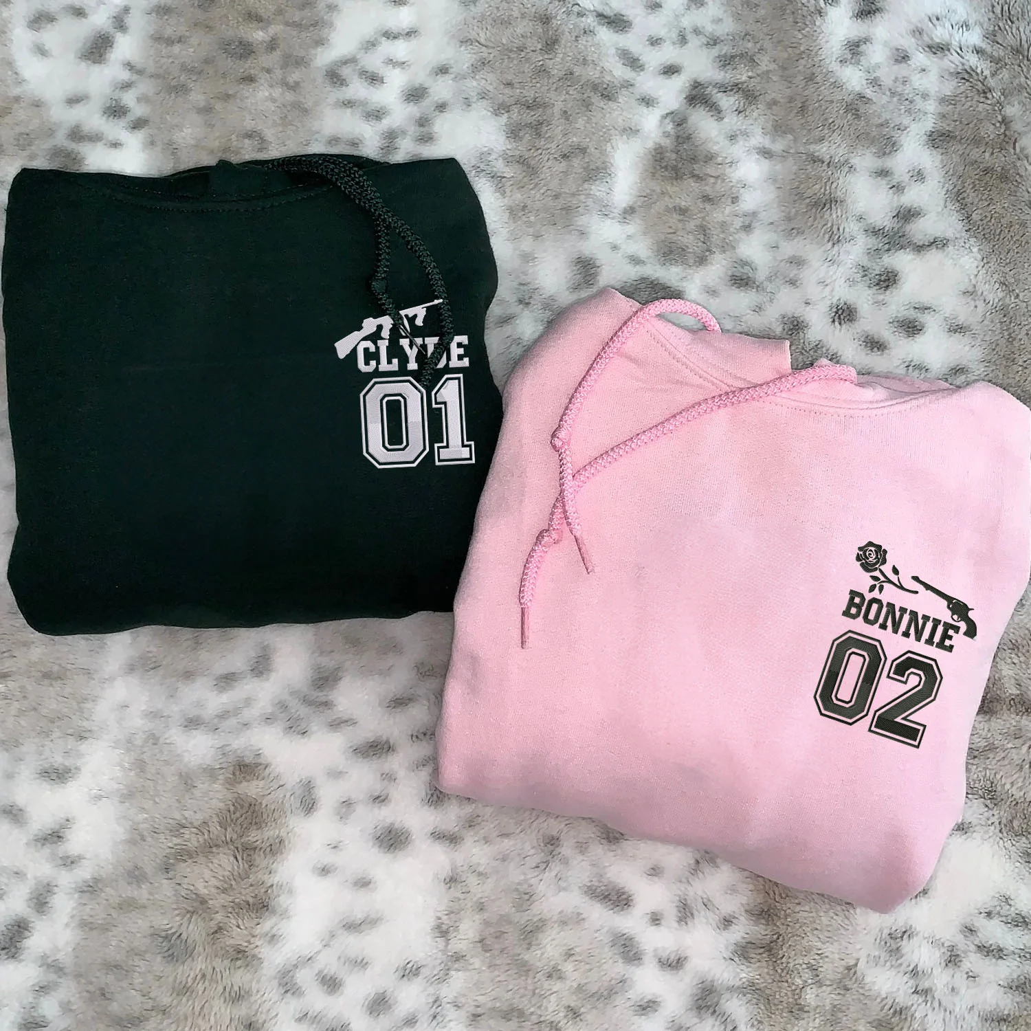 Embroidered Bonnie and Clyde Varsity Hoodies or Sweatshirts - Image 3