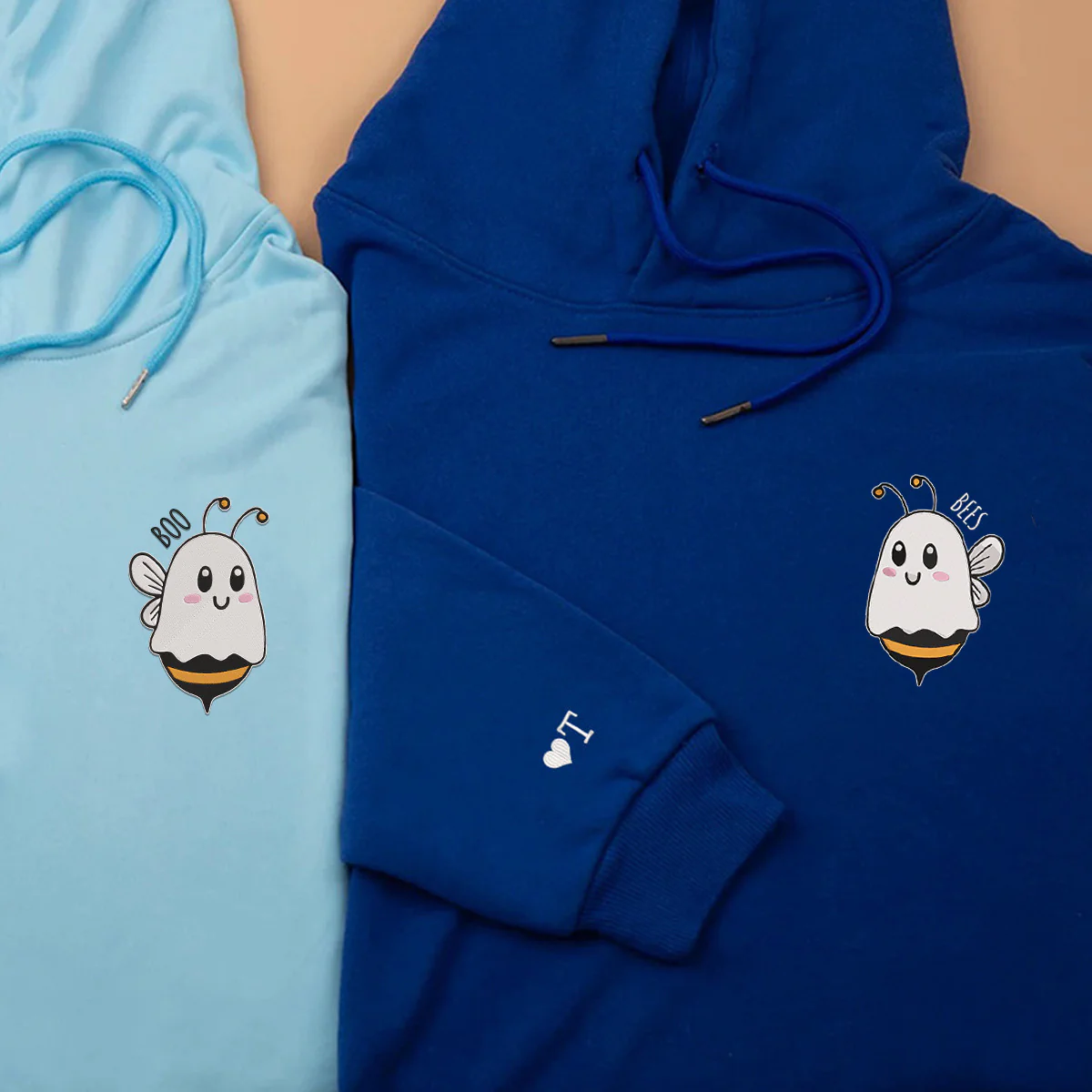 Custom Matching Couple Boo Bees Embroidered Hoodie - Image 2