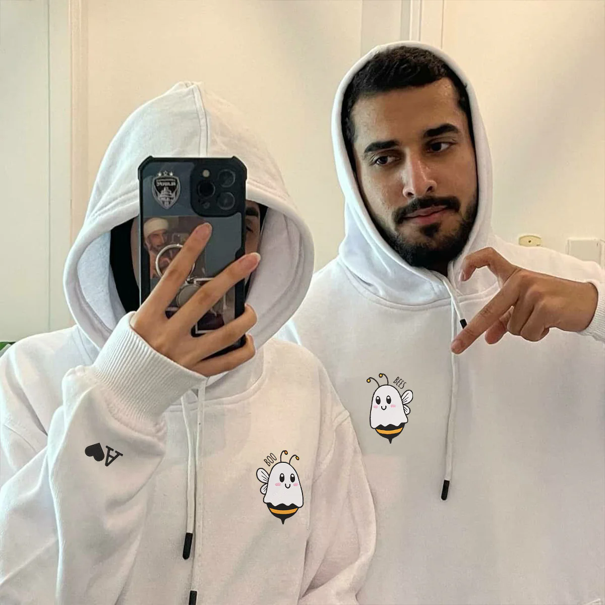 Custom Matching Couple Boo Bees Embroidered Hoodie - Image 5