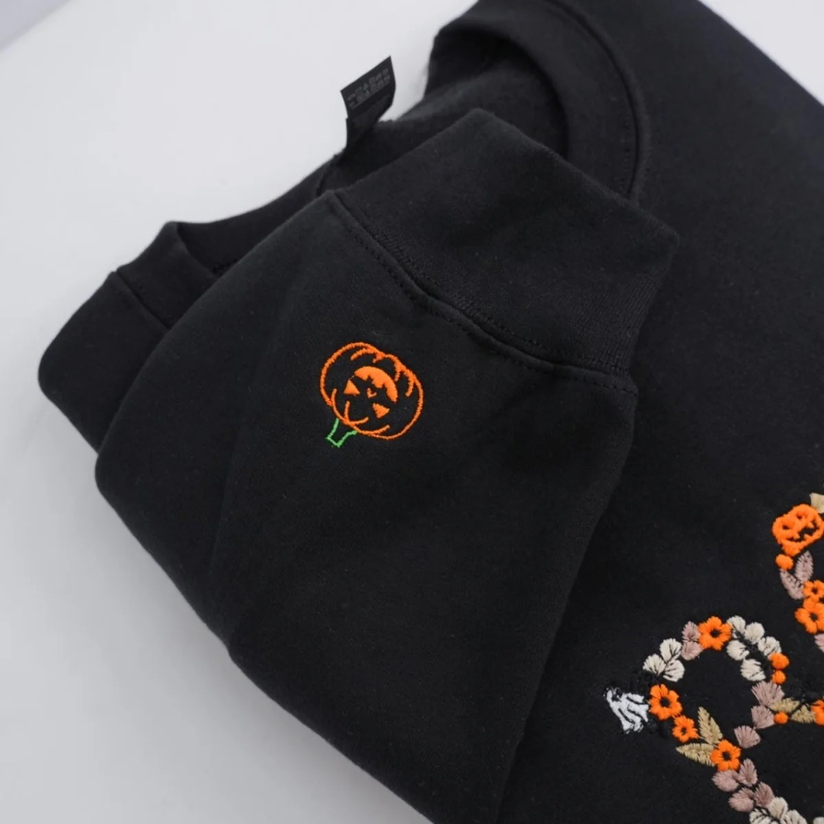 BOO Halloween Custom Hoodie - Embroidered Spooky Floral Design - Halloween Party Gift - Image 8