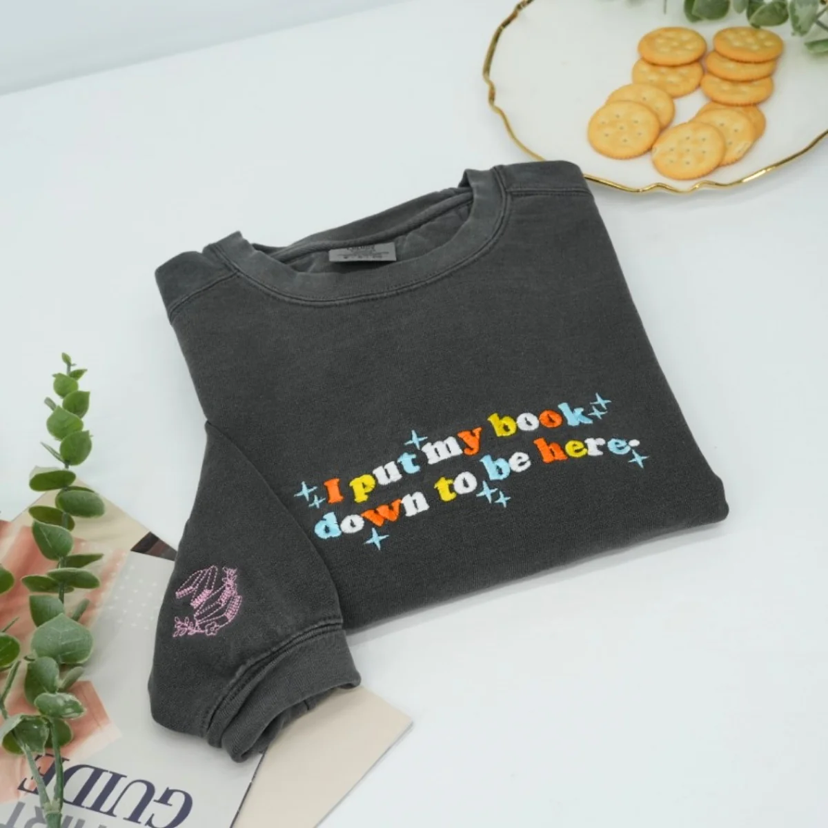 Book Lover Custom Sweatshirts - I Put My Book Down Embroidered - Funny Bookworm Reader Gift - Image 5