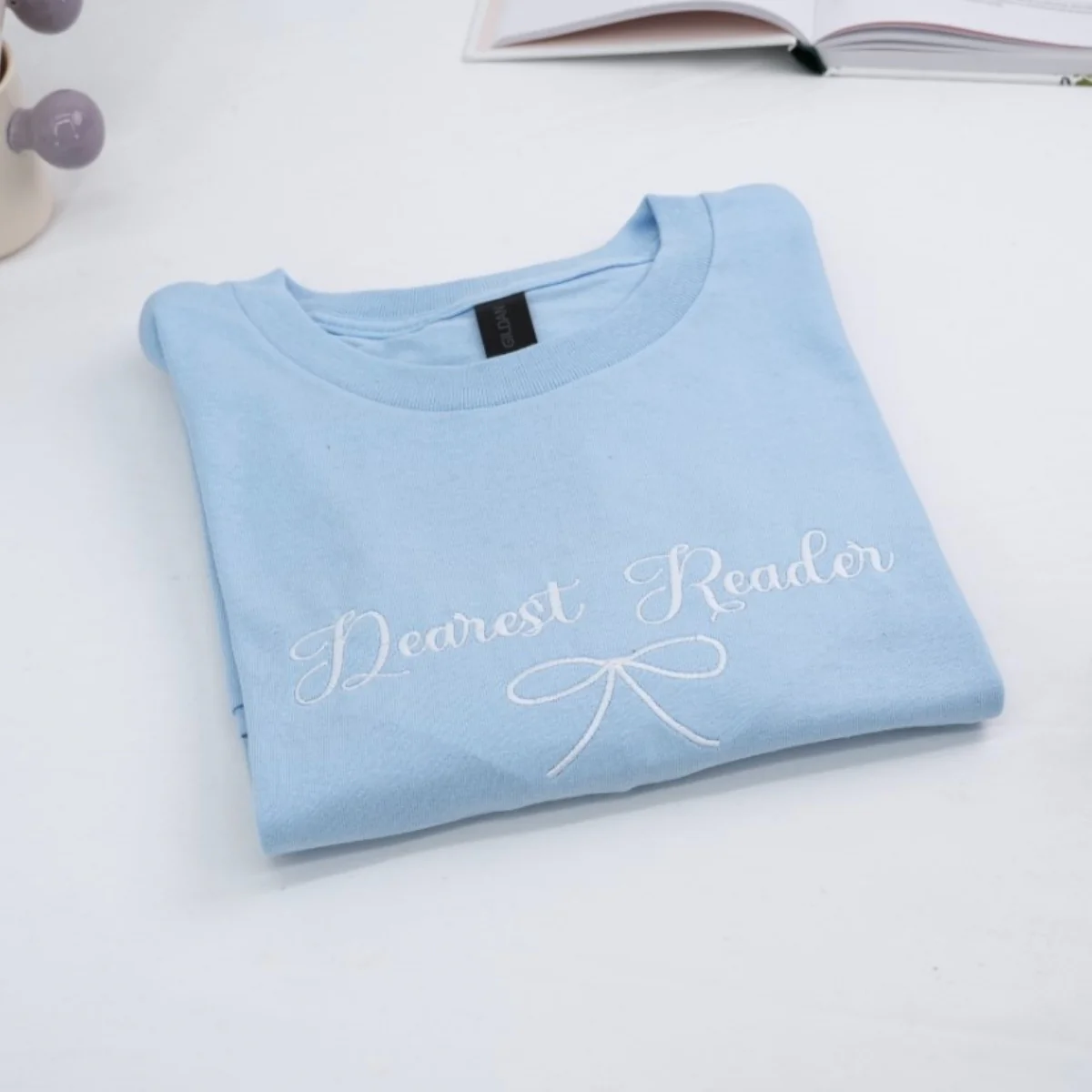 Book Lover T-Shirts - Dearest Reader Embroidered Shirts - Literary Gift for Book Enthusiasts - Reading Community Apparel - Image 2