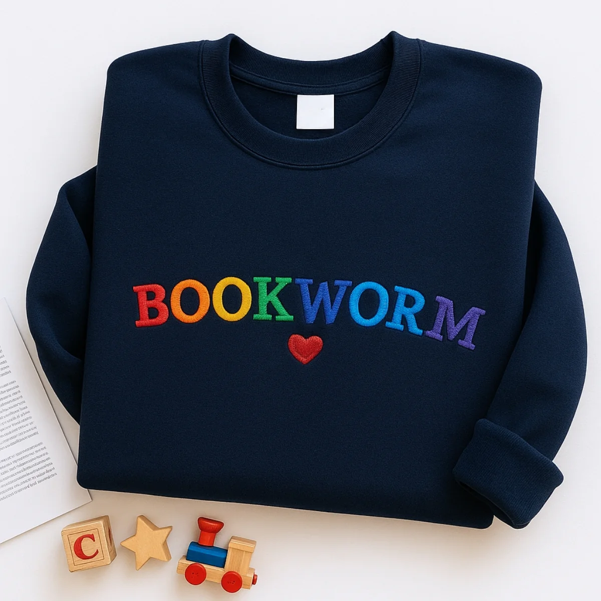 Bookworm Hoodies - Rainbow Book Lover Embroidered Sweatshirts - Perfect Reading Gift - Image 2