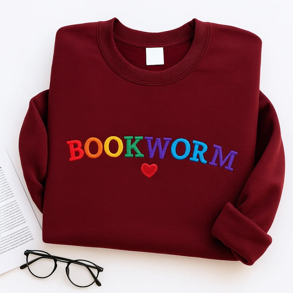 Bookworm Hoodies - Rainbow Book Lover Embroidered Sweatshirts - Perfect Reading Gift - Image 3