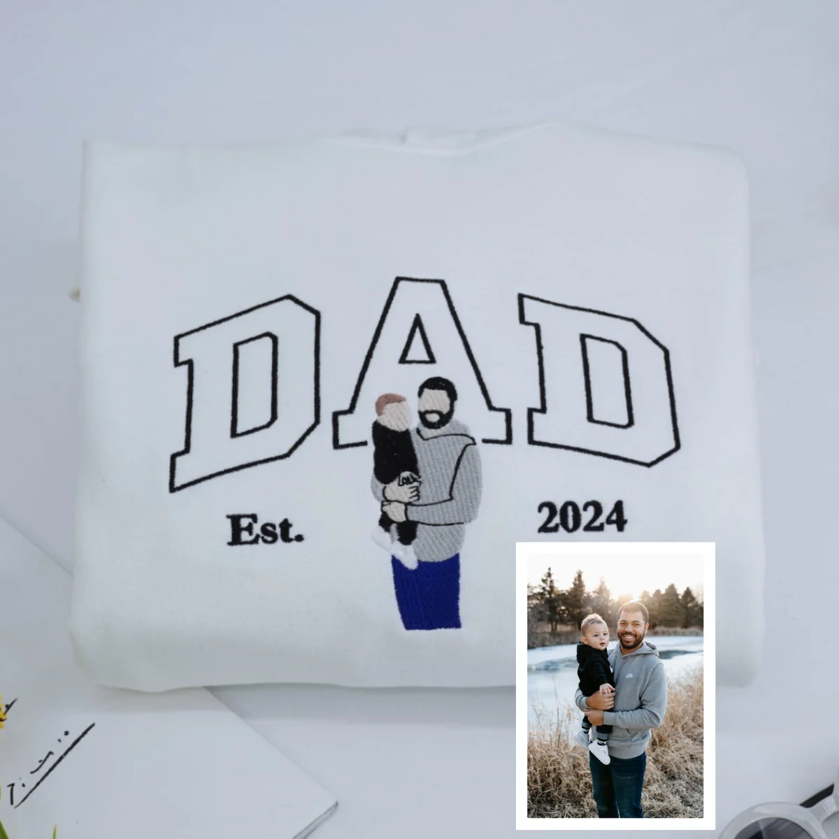 Brand New Dad Custom Hoodies - Personalized Baby Name Embroidered Sweatshirts - Father's Day - Image 2