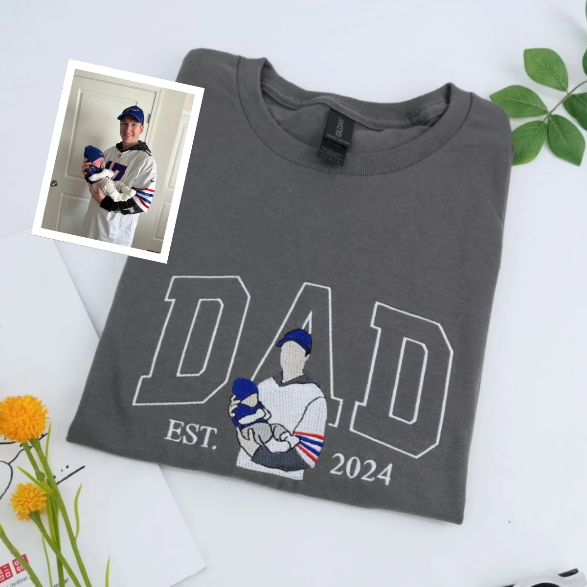 Brand New Dad Custom Hoodies - Personalized Baby Name Embroidered Sweatshirts - Father's Day - Image 3
