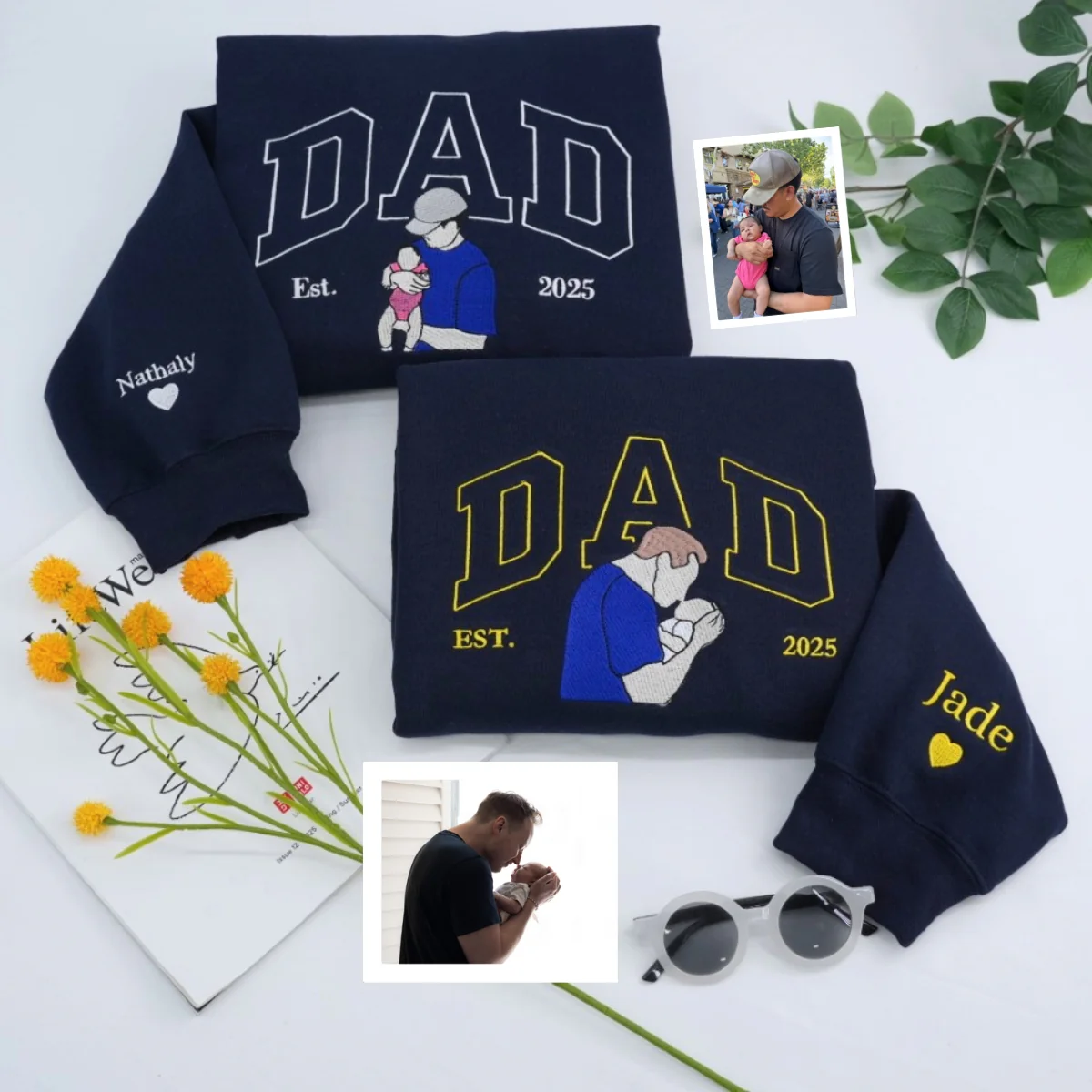 Brand New Dad Custom Hoodies - Personalized Baby Name Embroidered Sweatshirts - Father's Day - Image 6