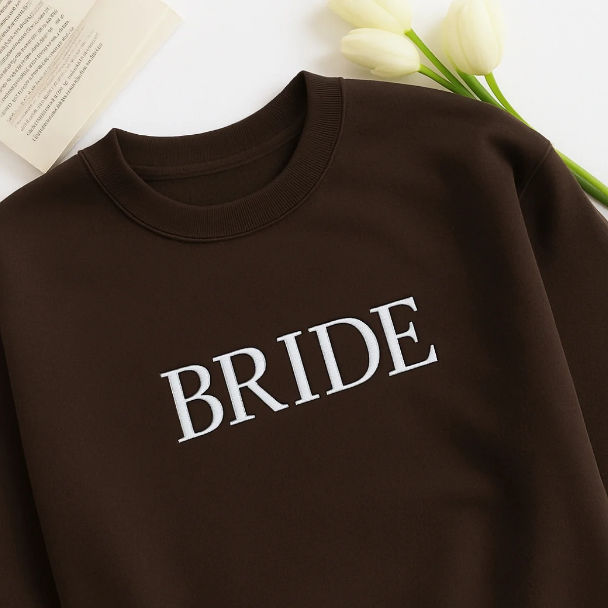 Bride Block Letter Sweatshirt - Wedding Embroidered Apparel - Perfect Bridal Shower Gift - Image 5
