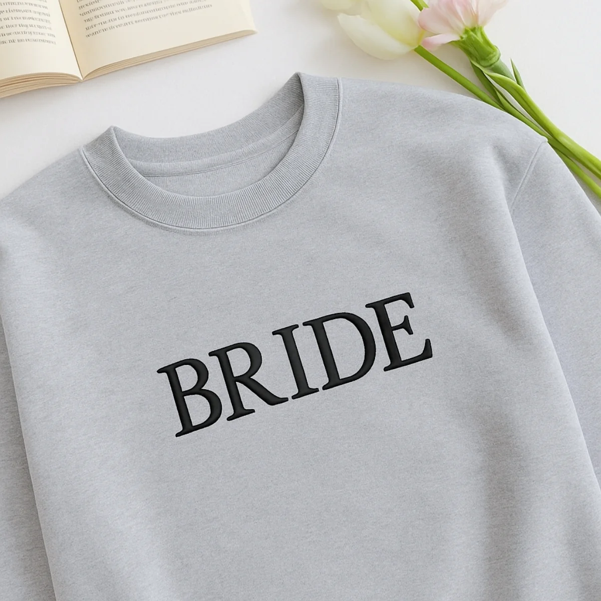 Bride Block Letter Sweatshirt - Wedding Embroidered Apparel - Perfect Bridal Shower Gift - Image 7
