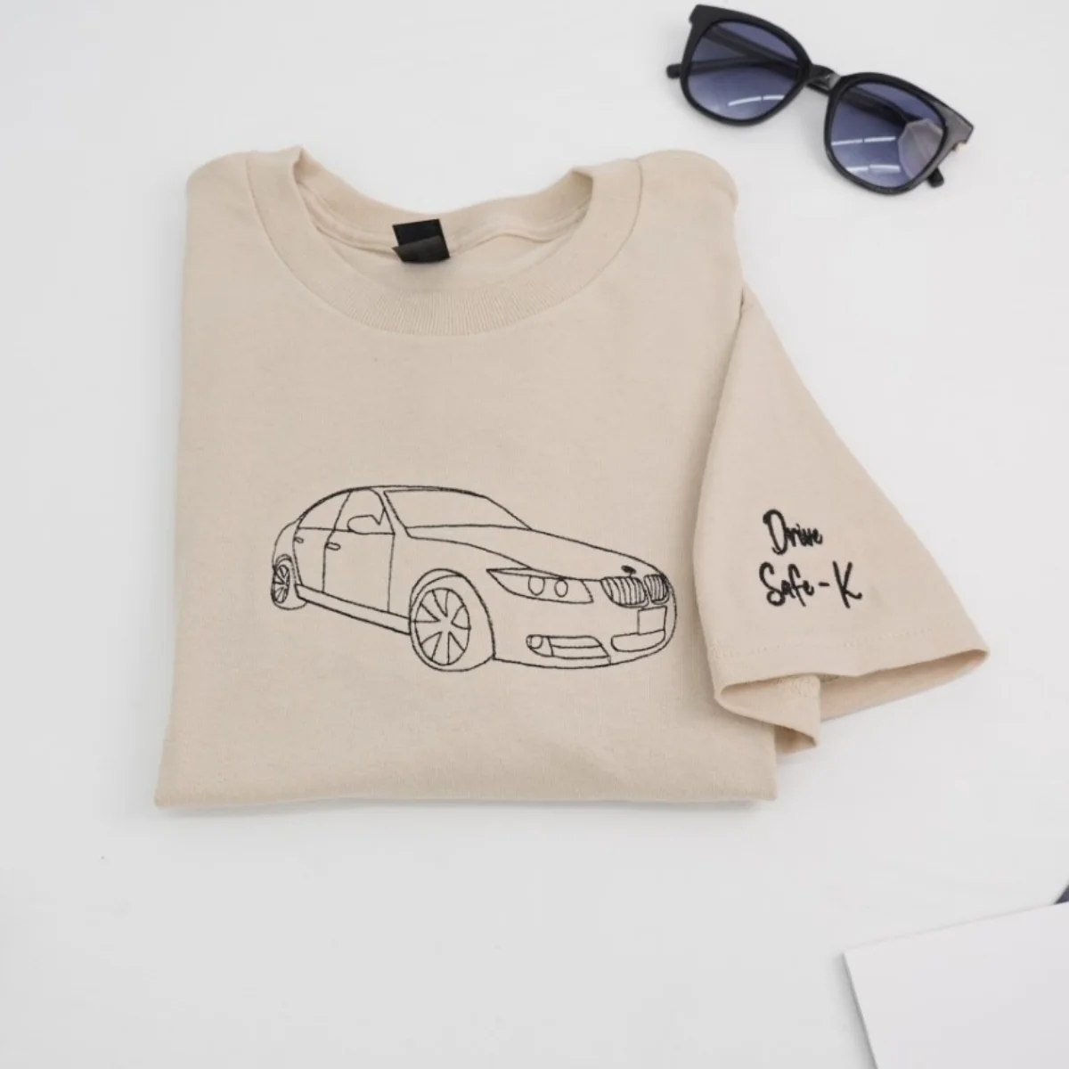 Car Outline Custom T-Shirt - Minimalist Auto Embroidered Shirt - Perfect Car Lover Gift - Image 5