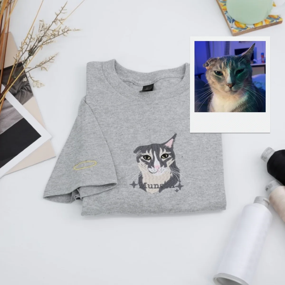 Cat Lover Custom T-Shirts - Little Missy Black Cat Embroidered - Cute Kitten Face Pet Parent Gift - Image 6