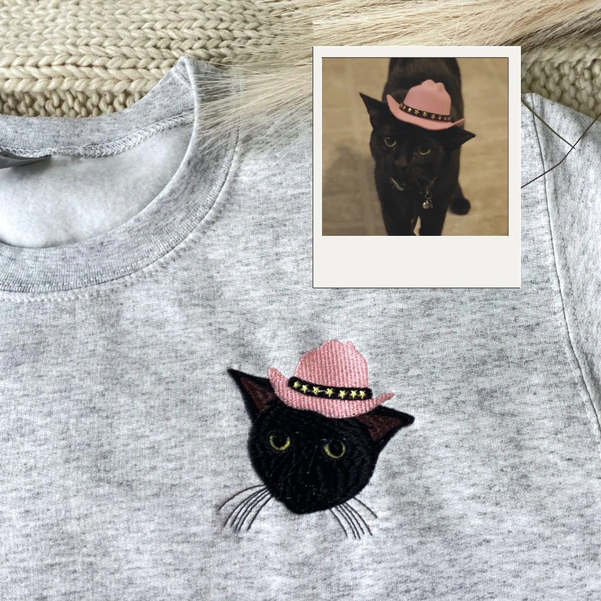 Cat Mom Hoodies - Custom Pet Portrait Embroidered Sweatshirts - Cat Dad Gift - Image 6