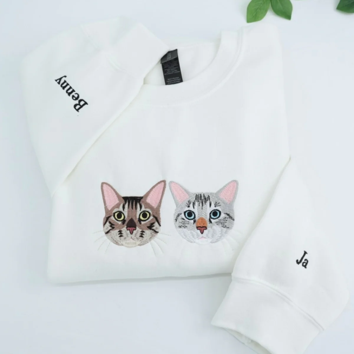 Cat Mom Portrait Sweatshirts - Custom Cat Names Embroidered Crewneck - Cat Parent Apparel - Image 4