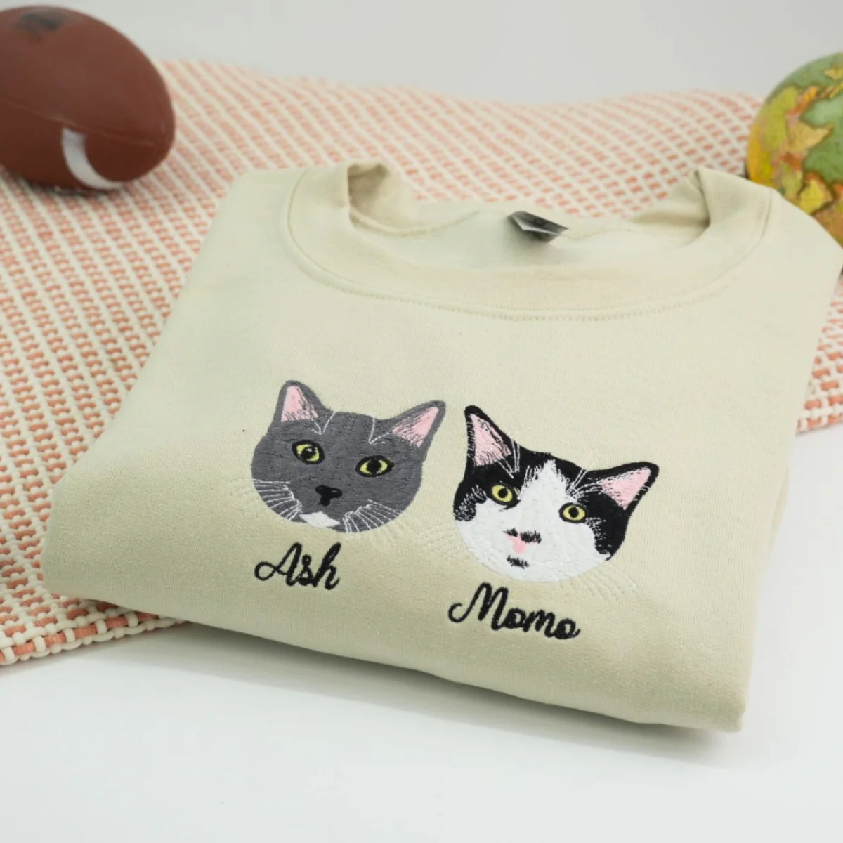 Cat Mom Portrait Sweatshirts - Custom Cat Names Embroidered Crewneck - Cat Parent Apparel - Image 9