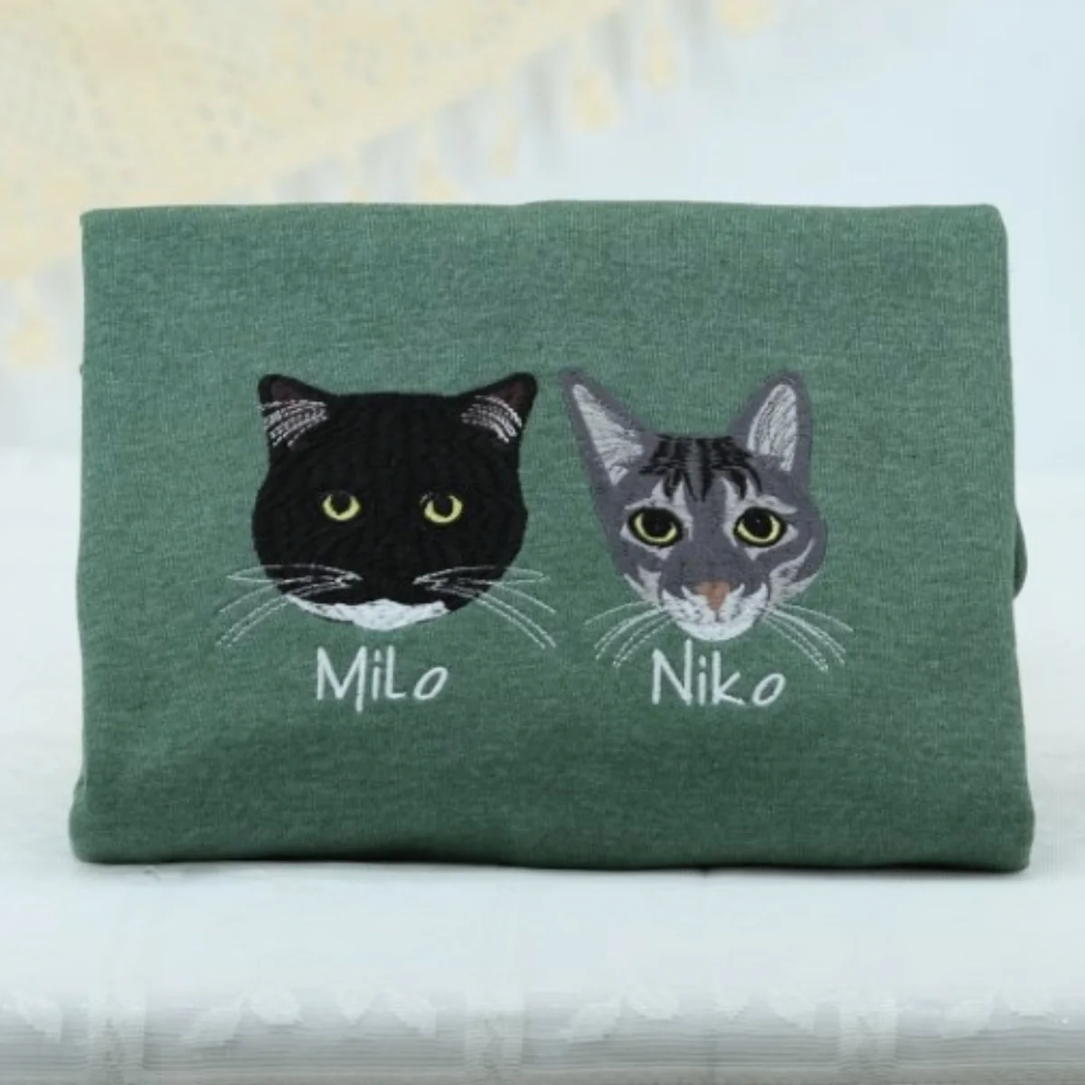 Cats Portrait Hoodies - Multi Pet Face Embroidered Sweatshirts - Custom Cat Family Collection Gift - Image 9