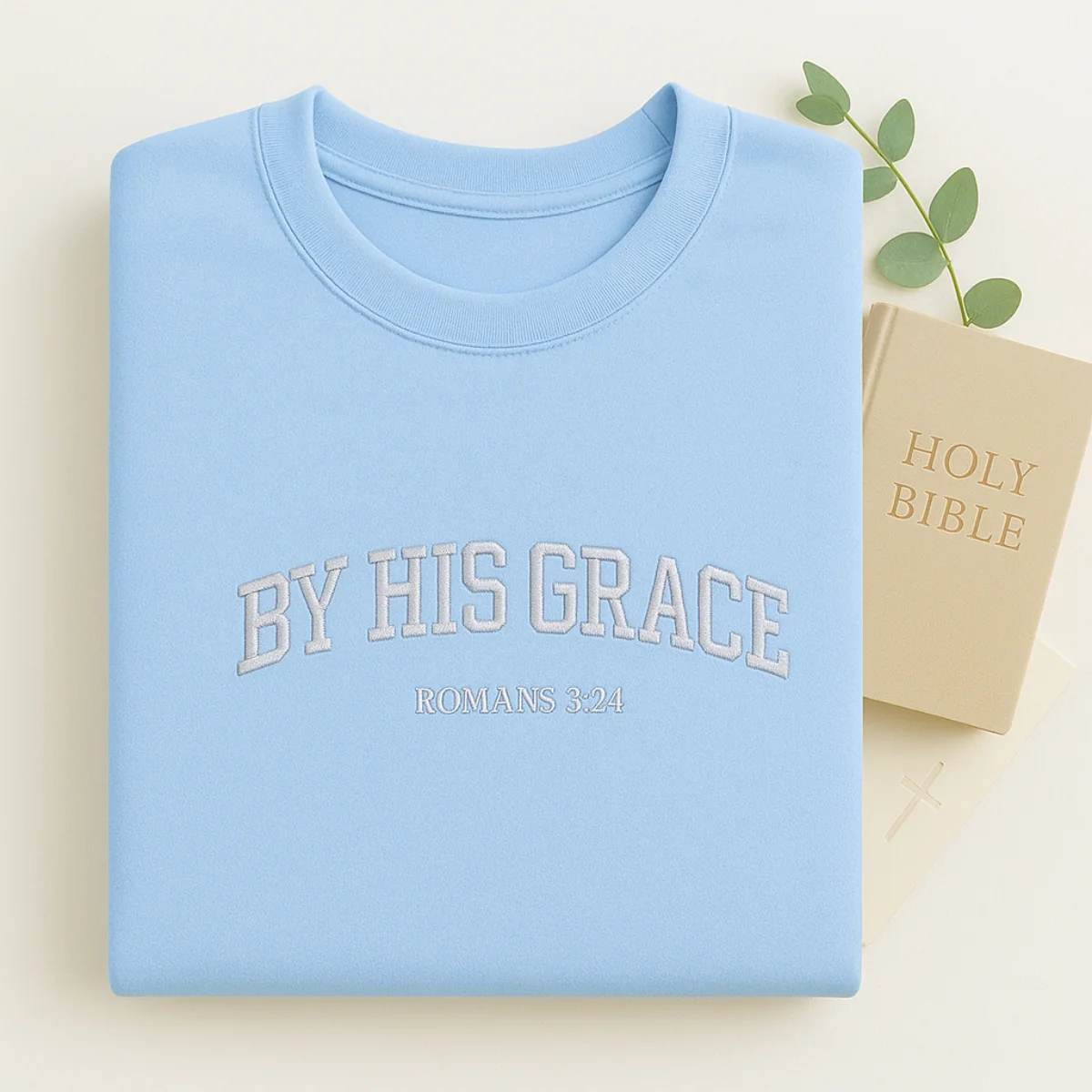 Christian By His Grace Sweatshirt - Romans 3:24 Embroidered Faith Hoodie - Religious Gift - Image 4