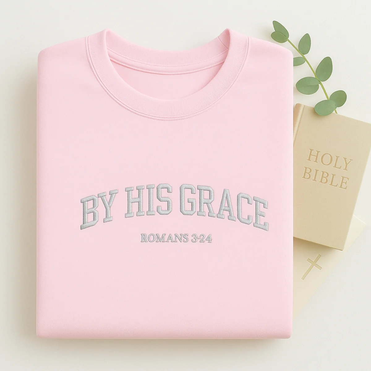 Christian By His Grace Sweatshirt - Romans 3:24 Embroidered Faith Hoodie - Religious Gift - Image 6