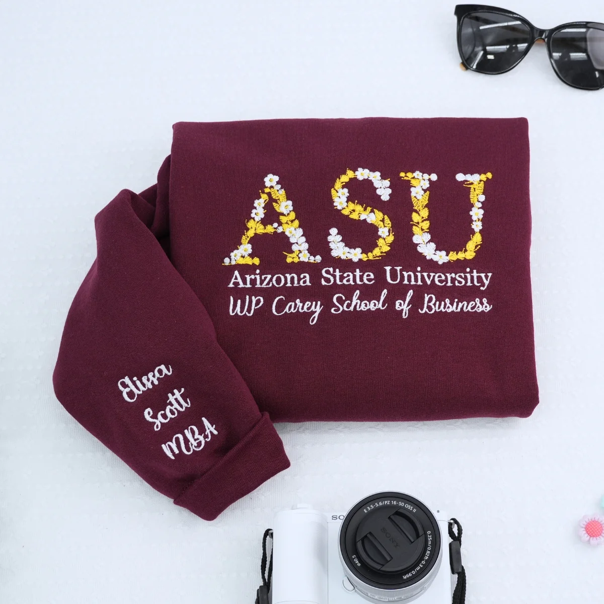 Custom College Graduation Hoodies - University Floral Letter Sweatshirts - Personalized Degree Gifts