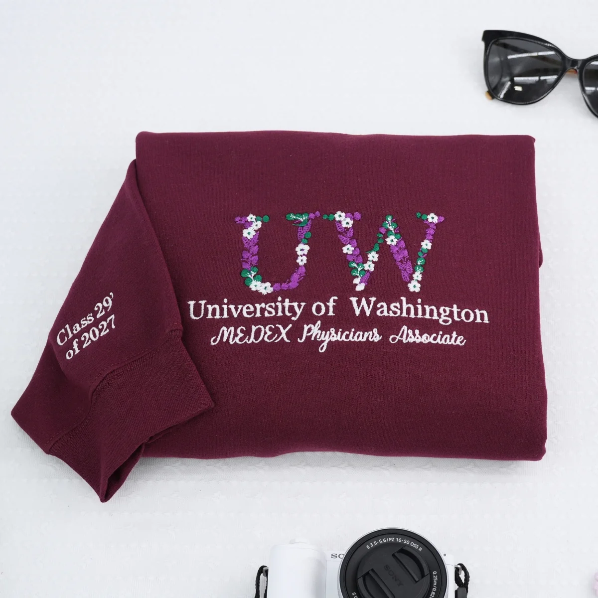 Custom College Graduation Hoodies - University Floral Letter Sweatshirts - Personalized Degree Gifts - Image 5