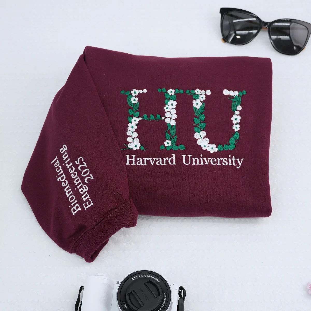 Custom College Graduation Hoodies - University Floral Letter Sweatshirts - Personalized Degree Gifts - Image 7