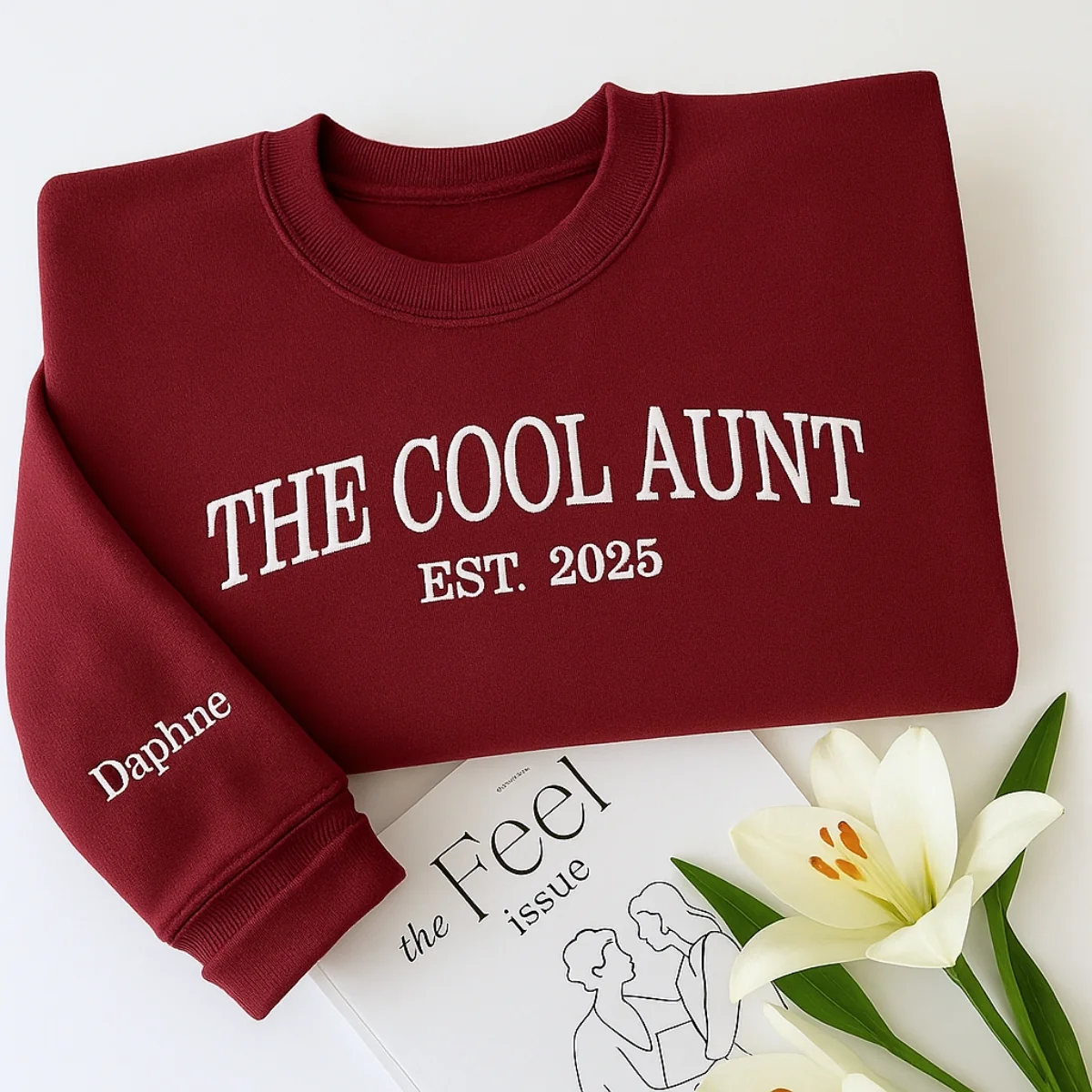 Cool Aunt Custom Hoodies - Personalized Trendy Aunt Embroidered Sweatshirts - Fun Family Gift - Image 4