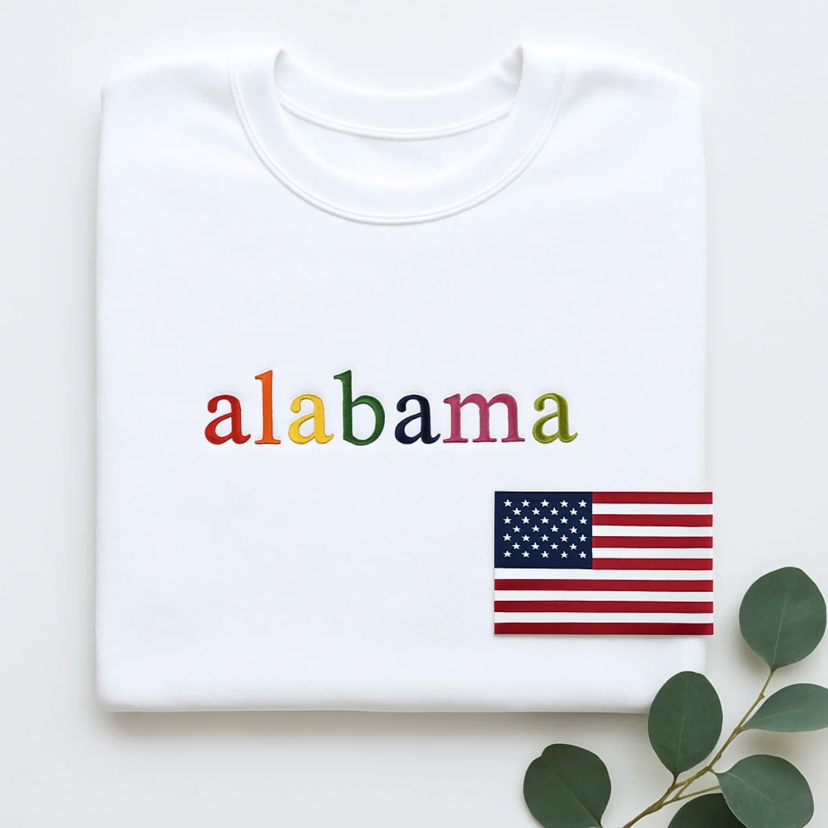 Custom Alabama State Sweatshirt - Rainbow Embroidered Letters - Heart of Dixie Pride Gift - Image 3
