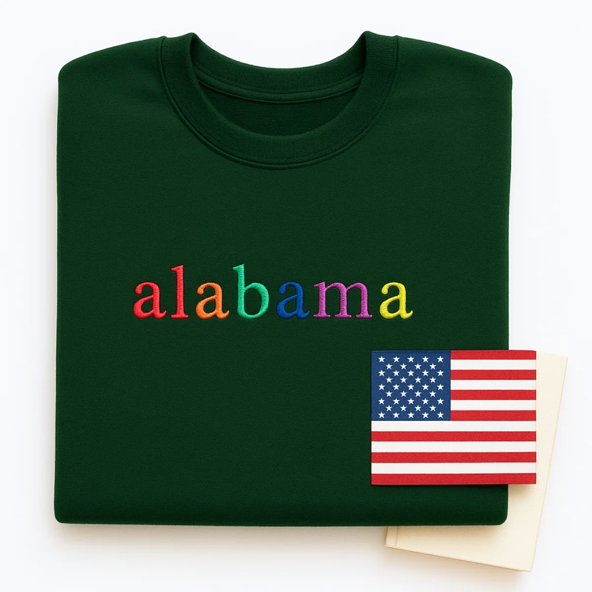Custom Alabama State Sweatshirt - Rainbow Embroidered Letters - Heart of Dixie Pride Gift - Image 4