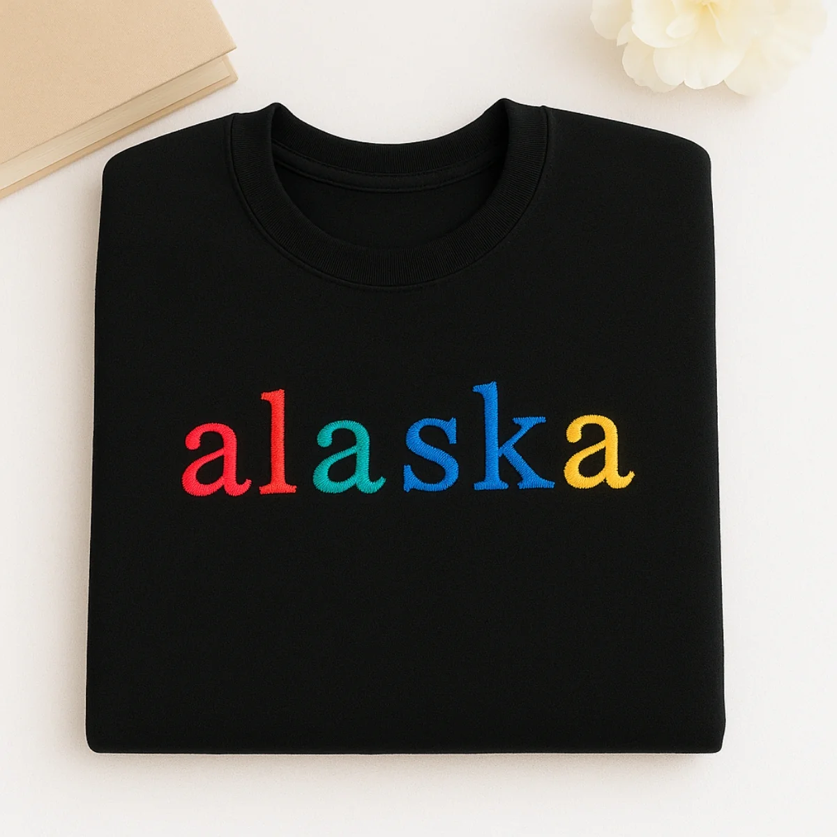 Custom Alaska State Sweatshirt - Rainbow Embroidered Letters - Last Frontier Pride Gift - Image 2