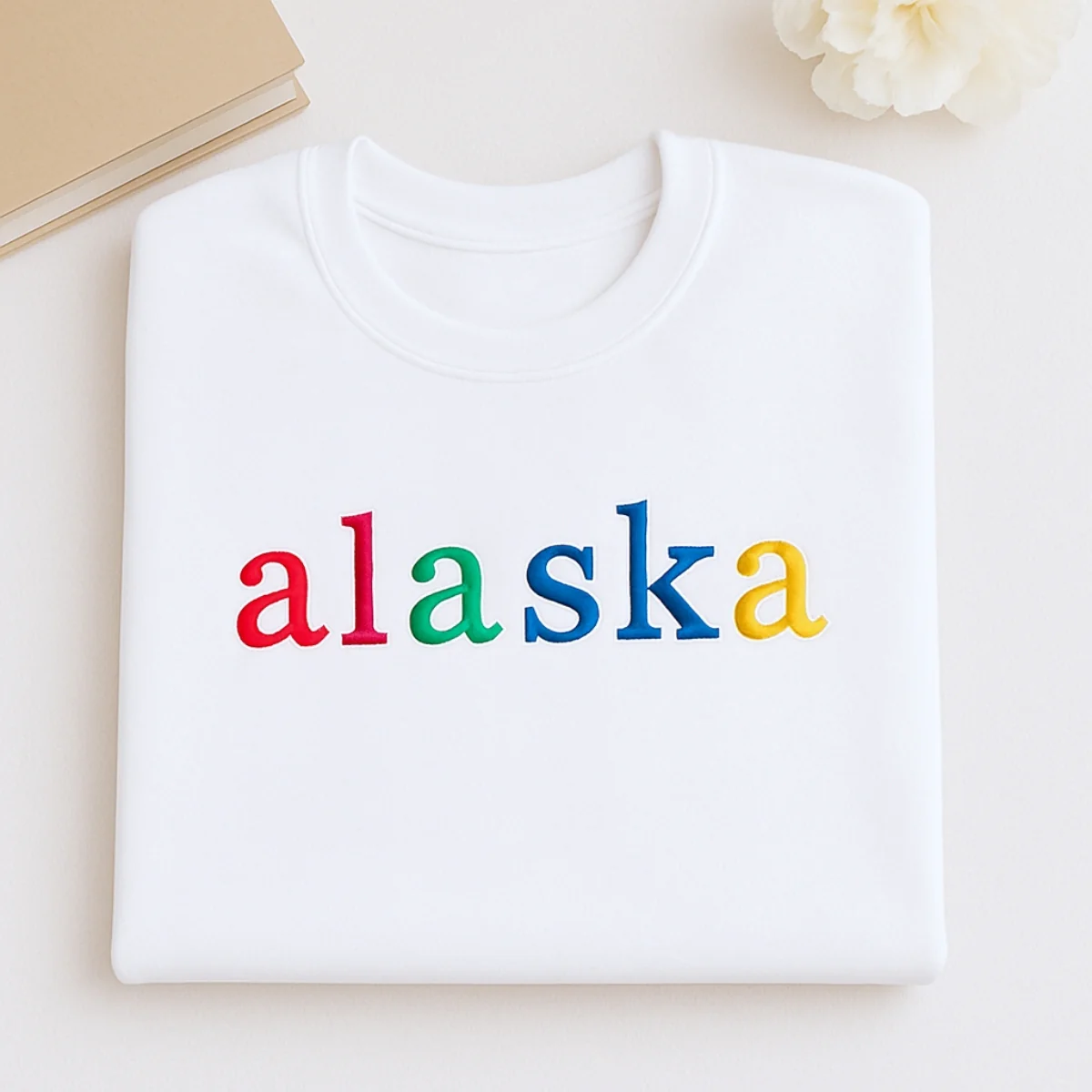 Custom Alaska State Sweatshirt - Rainbow Embroidered Letters - Last Frontier Pride Gift - Image 3
