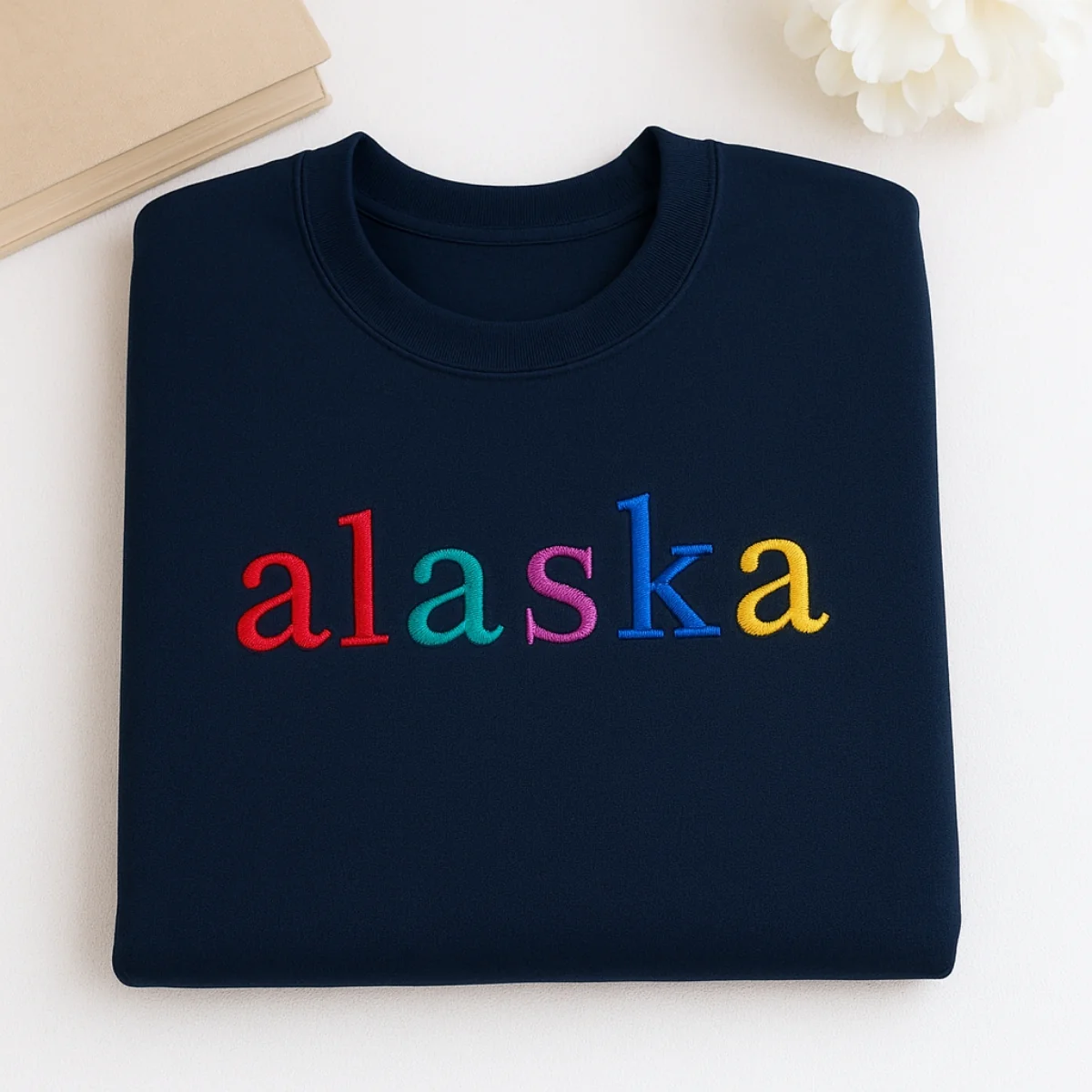 Custom Alaska State Sweatshirt - Rainbow Embroidered Letters - Last Frontier Pride Gift - Image 4