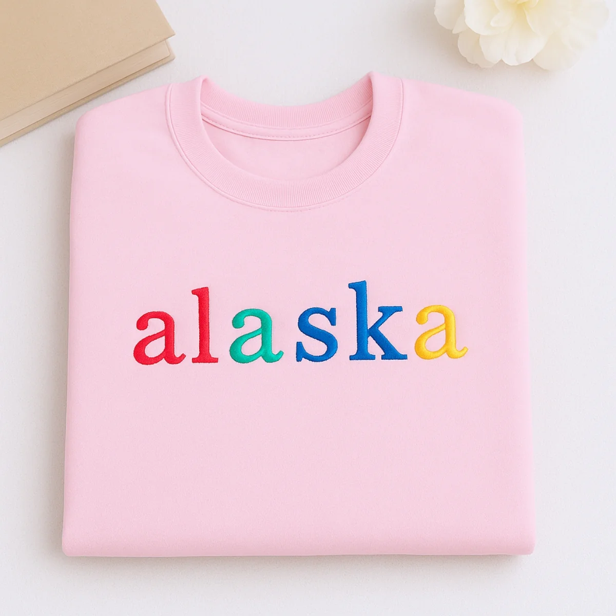 Custom Alaska State Sweatshirt - Rainbow Embroidered Letters - Last Frontier Pride Gift - Image 5